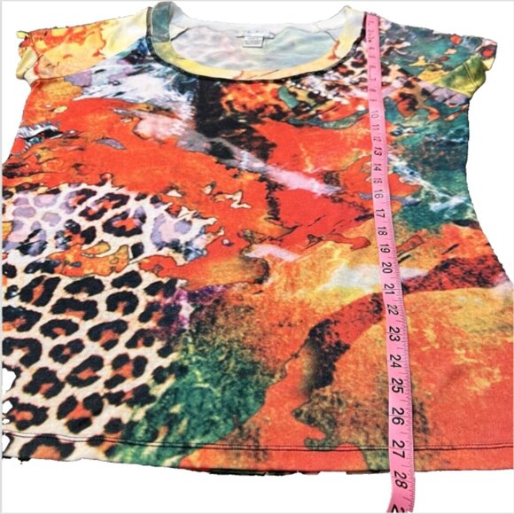 Alberto Makali - Orange Leopard and Volcanic Lava Print Short Sleeve Tee Shirt - Picture 16 of 16